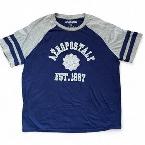 Aeropostale Blue and Gray Raglan T-Shirt Men’s Shirt Size XL